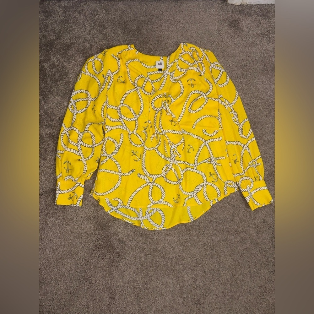 CAbi Reef Knot blouse long sleeve shirt Size L/G